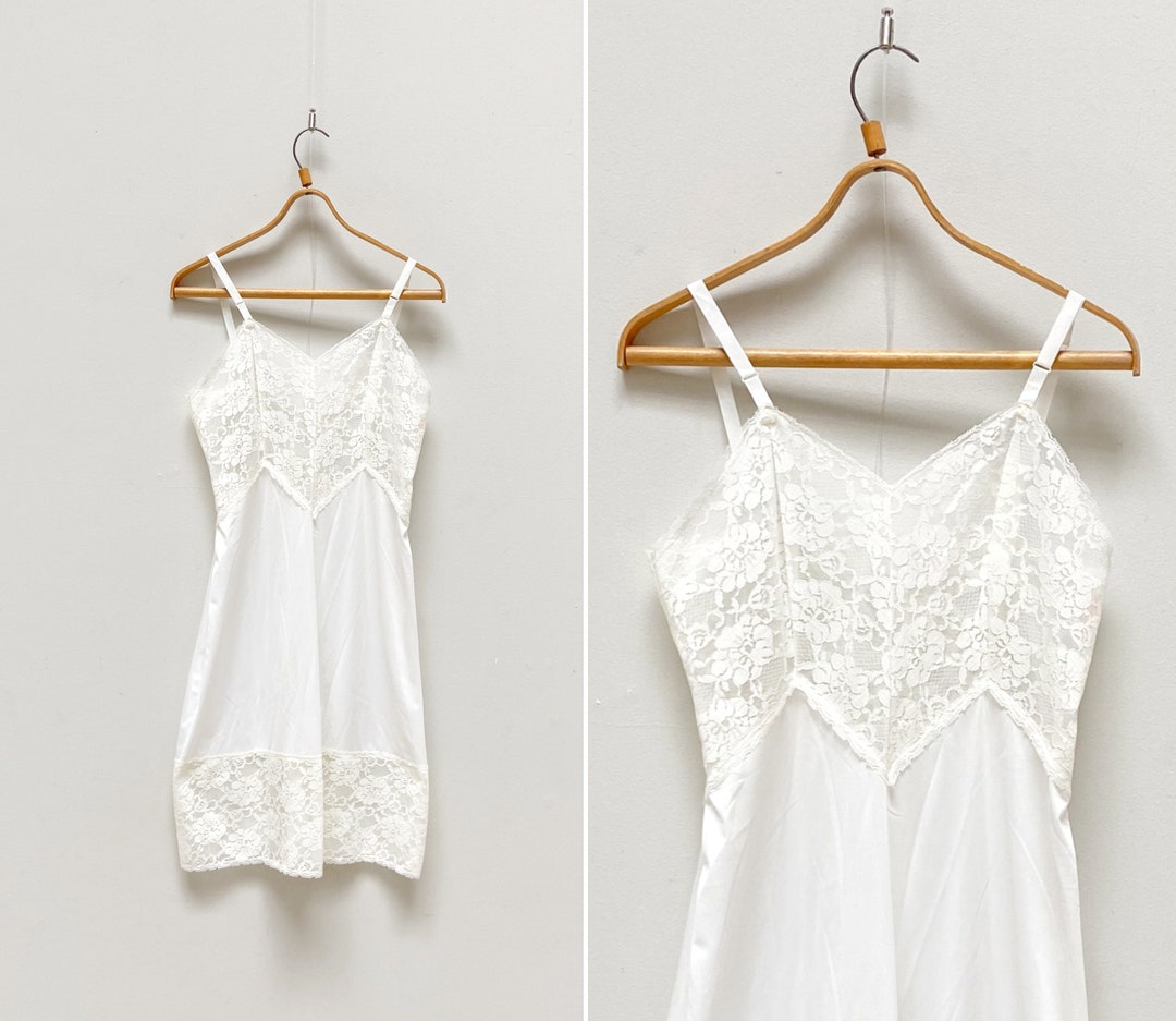 下着・アンダーウェア 1940s White Slip Dress Vintage 1940's Stardust Ivory Slip Dress – Afterlife Boutique