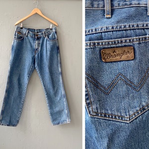 Vintage Wrangler Jeans Womens 90s Blue Wrangler Jeans High Waist 33 Regular Fit Jeans Mens Wrangler Jeans Blue Boyfriend Jeans W33 L30