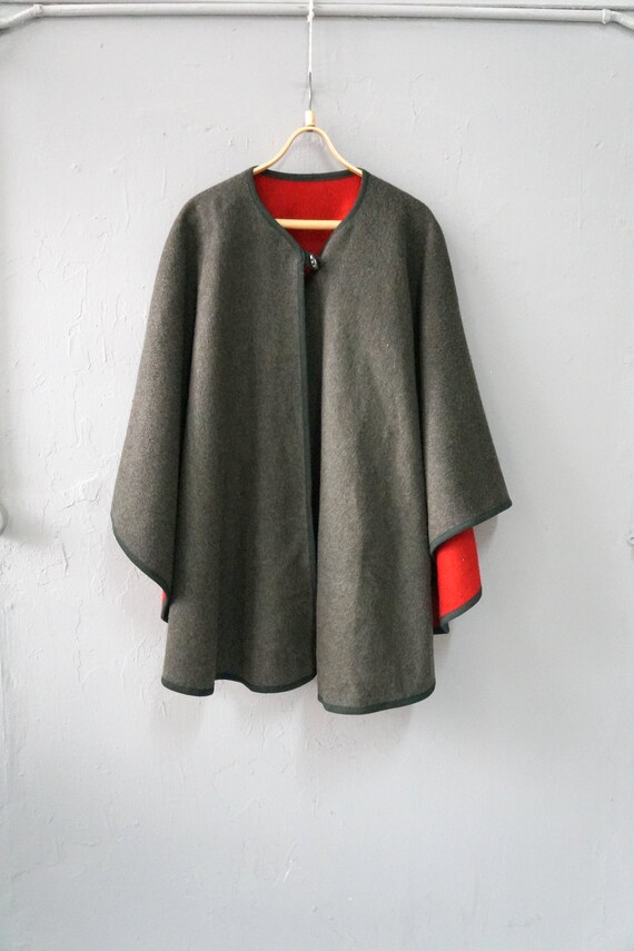 Vintage Cape Coat Women Wool Poncho Coat Green Wo… - image 5