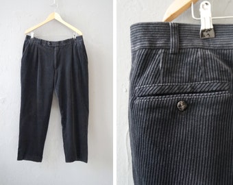 Vintage 90s Black Corduroy Pants W39: Retro Cord Trousers