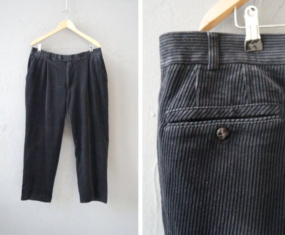 Vintage 90s Corduroy Pants Black Corduroy Trouser… - image 1