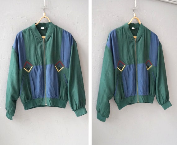 Vintage 90s Silk Bomber Jacket Mens Bomber Jacket