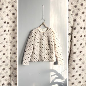 Vintage 90s Mac Scott Blazer Beige Wool Blazer Polka Dot Blazer Dotted Jacket M Popcorn Blazer Popcorn Jacket Women Wool Jacket Medium