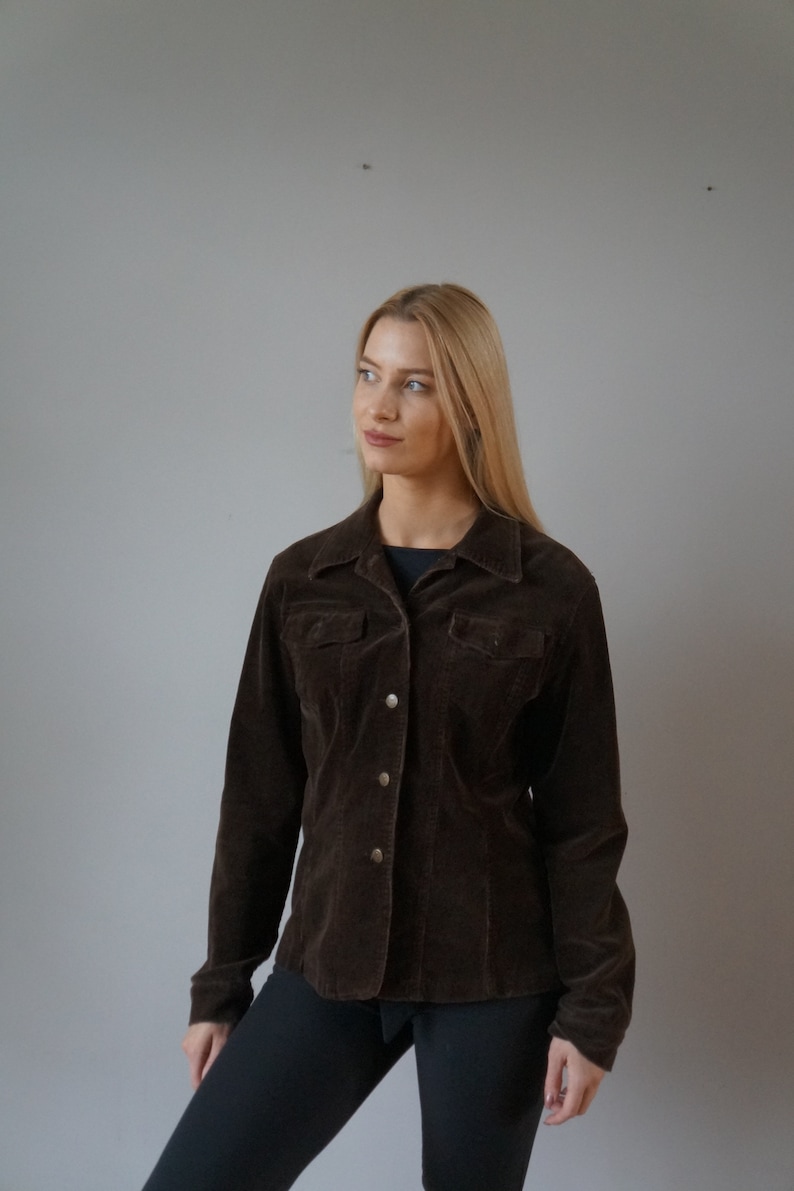 Vintage Corduroy Jacket Womens L Brown Corduroy Jacket 90s Womens Jacket Corduroy Jacket Dark Brown Corduroy Jacket L Womens Brown Jacket L