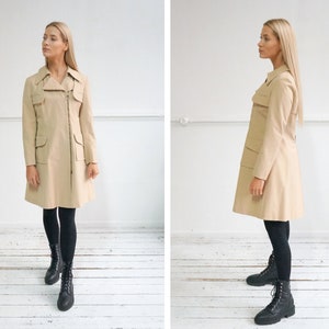 Vintage 90s Beige Trench Coat Womens Beige Coat M Womens Trench Coat Beige Maxi Coat Retro Trench Coat Classic Beige Coat Medium