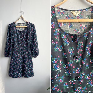 Vintage 90s Floral Dress Womens Colorful Dress M L Bohemian Dress Patterned Dress Long Sleeve Dress Dress Womens Shirtdress M L Floral Dress