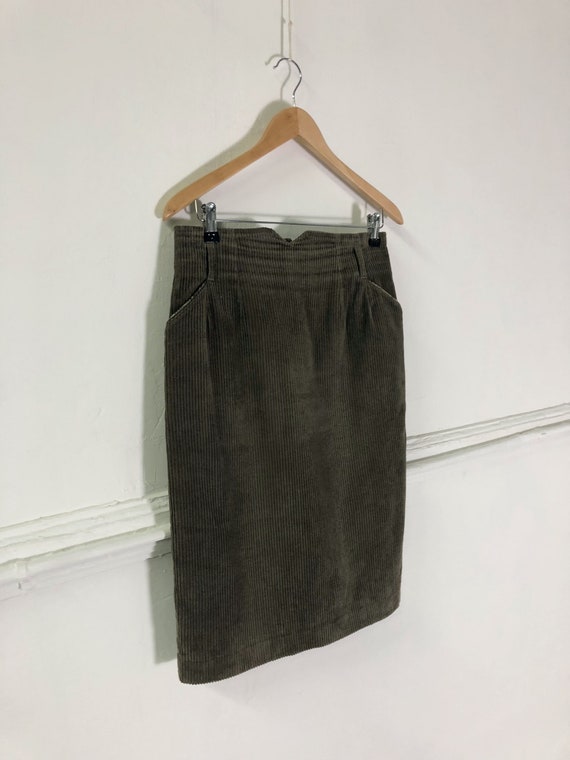Vintage 90s Corduroy Skirt L 90s High Waisted Cor… - image 4
