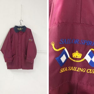 Vintage Sailing Jacket Mens L Womens XL Bordo Parka Jacket Mens Oversized Jacket Maroon Green Baggy Coat Vintage L Parka Vintage Windbreaker