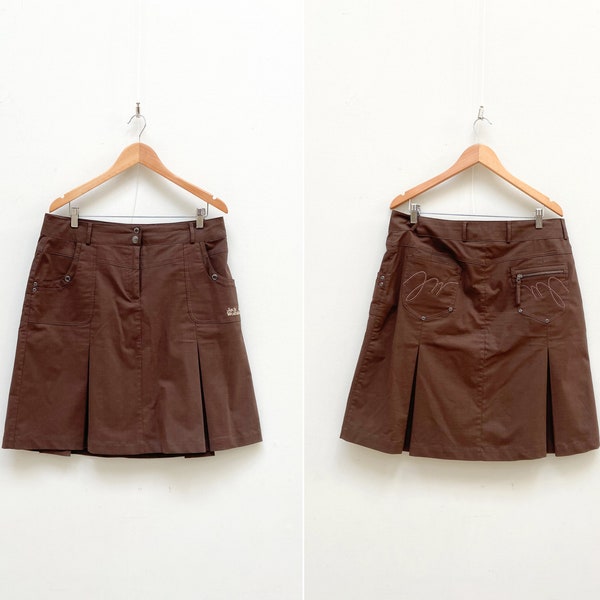 Vintage Jack Wolfskin Skirt Brown Outdoor Skirt L XL Brown Regular Fit Skirt Urban Outdoor Skirt Women Brown Mini Skirt Camping Skirt L XL