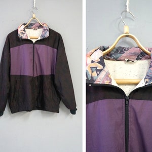 Vintage 90s Purple Windbreaker Bordo Track Jacket Abstract Windbreaker Bordo Jacket Purple Sports Jacket Track Suit Jacket Colorblock Jacket