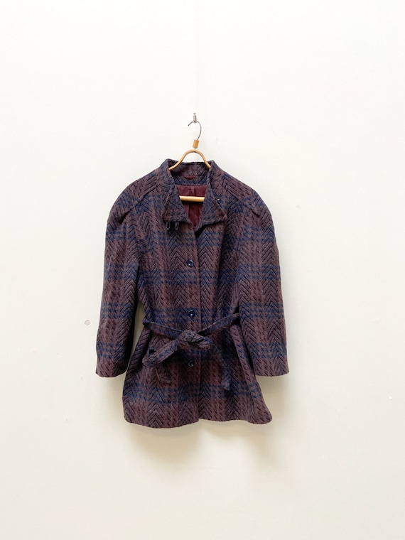 Buy Vintage 90s Purple Lama Wool Coat Check Wool Coat Women Wool 
