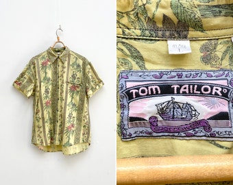 Vintage Tom Tailor Hawaii Shirt: 90s Yellow Floral Button Down