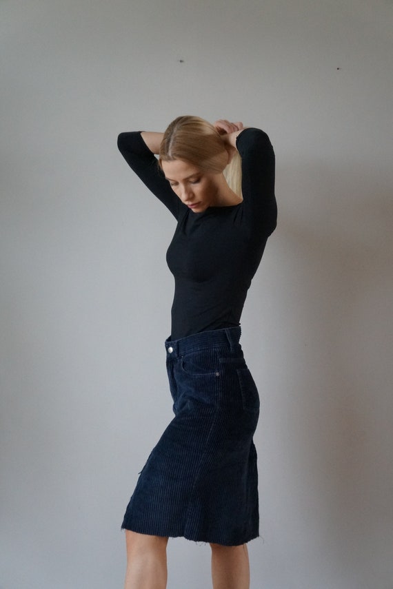 Vintage Corduroy Skirt M L 90s High Waisted Cordu… - image 5