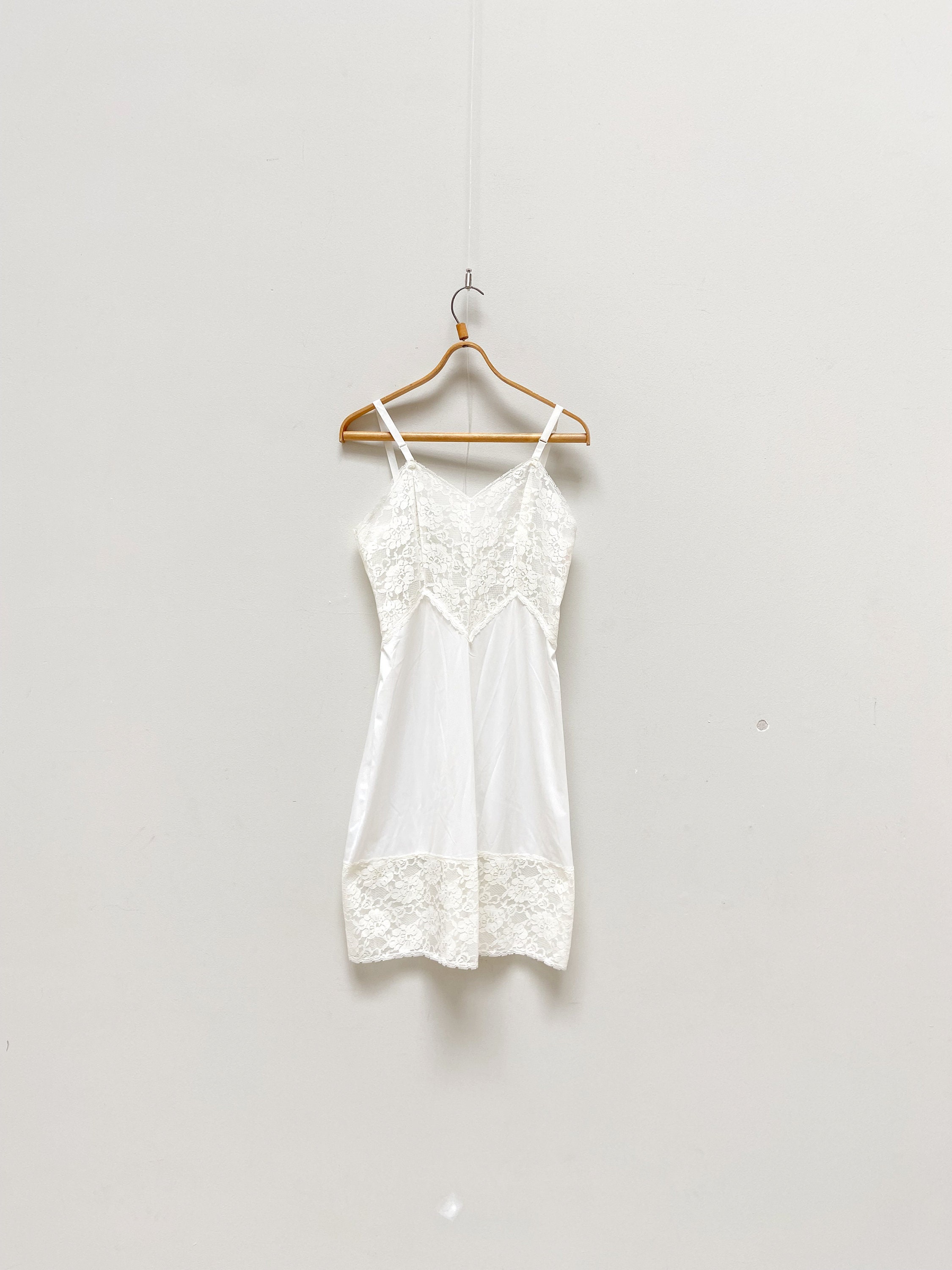 Vintage 90s Slip Dress White Slip Dress Lace Slip Full Slip