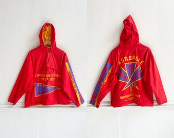 Vintage 90s Red Hooded Anorak: Canadian Sport Jacket, Mens L