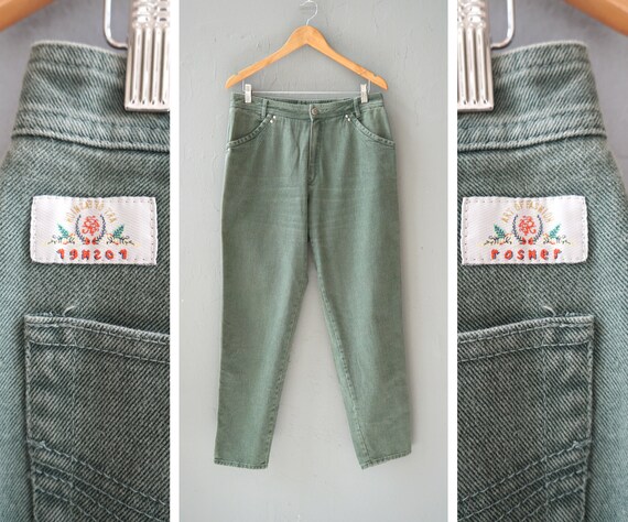 Vintage Green Jeans 90s High Waisted Green Jeans W