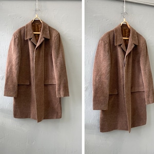 Vintage 80s Brown Wool Coat Brown Wool Mohair Coat Mens Wool Coat M L Men Brown Overcoat Men Midi Coat European Brown Wool Coat M L
