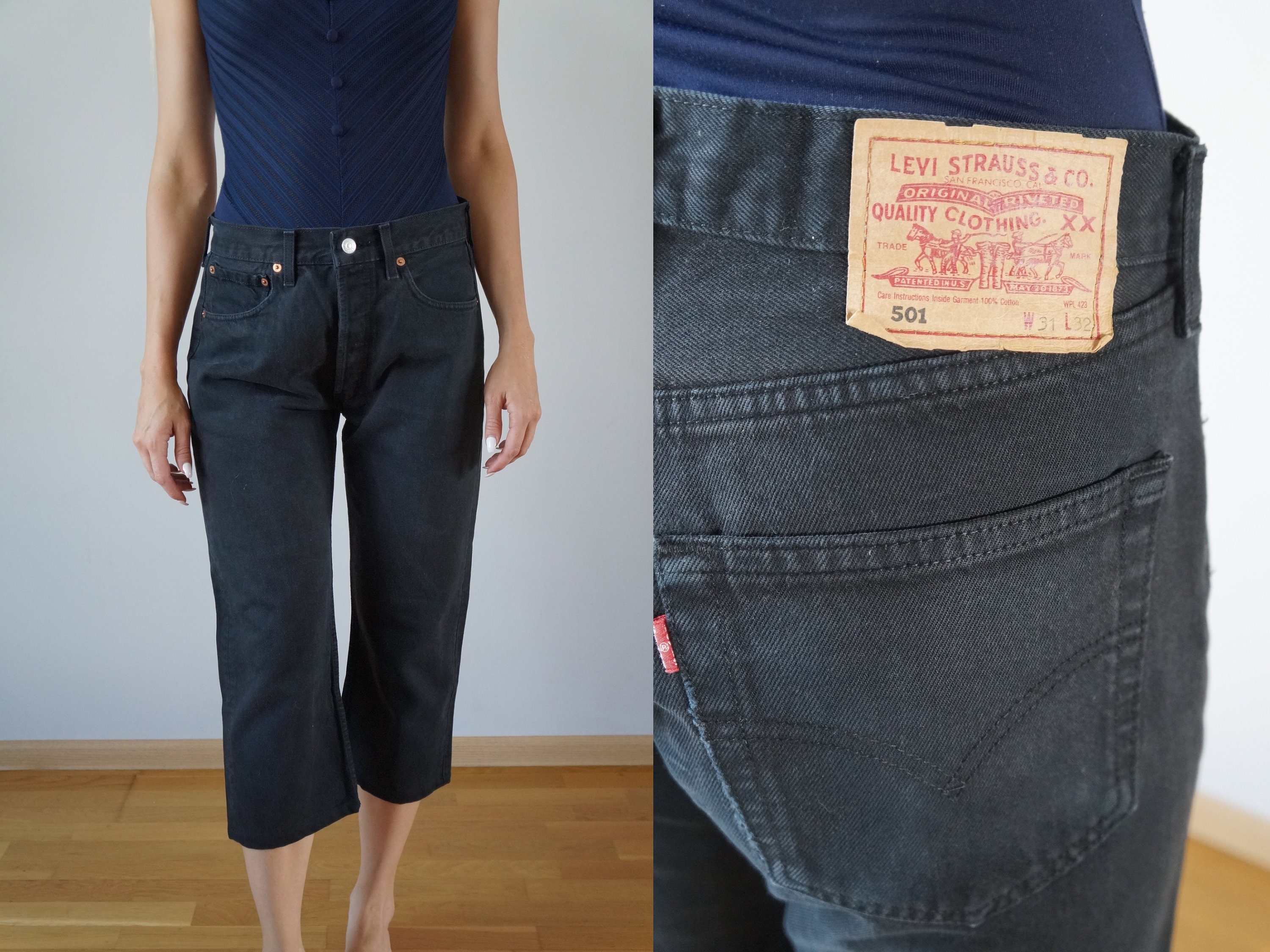 Vintage Black Levis 501 Denim Pants 80s 90s Levi Strauss Red