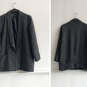 Vintage Blazer Womens L Black Gold Blazer Plunging Blazer Oversize Blazer Jacket L Womens Wool Jacket Vintage Blazer Coat Oversize Jacket