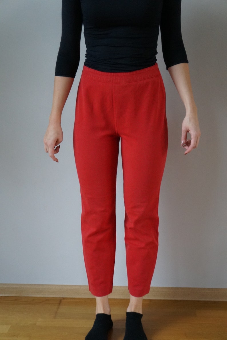 high waisted red cargo pants