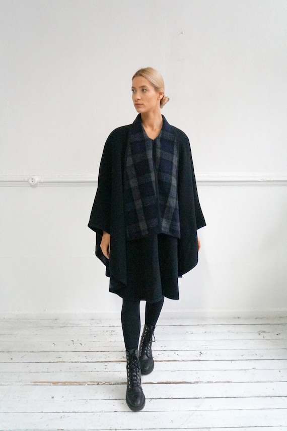 80s～ wool poncho coat 1980s Wool Woven Poncho Cape Coat - Etsy