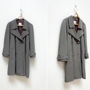 Vintage 90s Khaki Coat Women Trench Coat S M L Green Coat Mens Khaki Coat Women Dust Coat Womens Khaki Trench Coat Classic Green Coat S M L