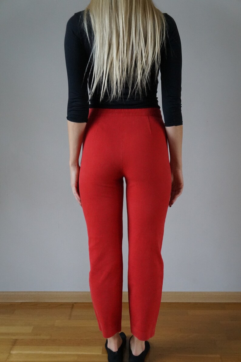high waisted red cargo pants