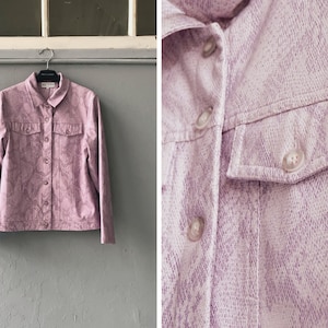 Vintage Faux Leather Jacket Animal Print Jacket Womens S M 90s Jacket Faux Leather Light Purple Jacket Purple Animal Print Jacket S M