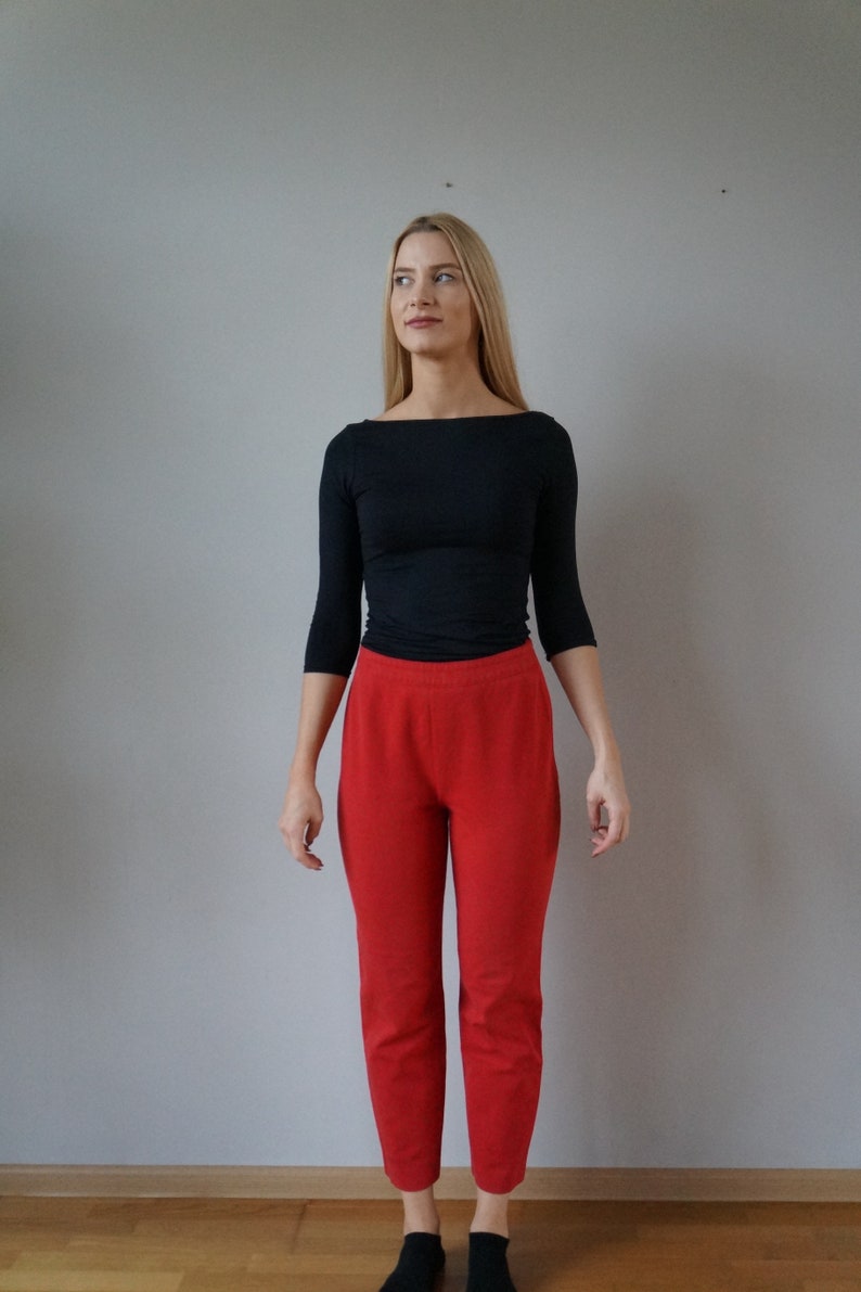 high waisted red cargo pants