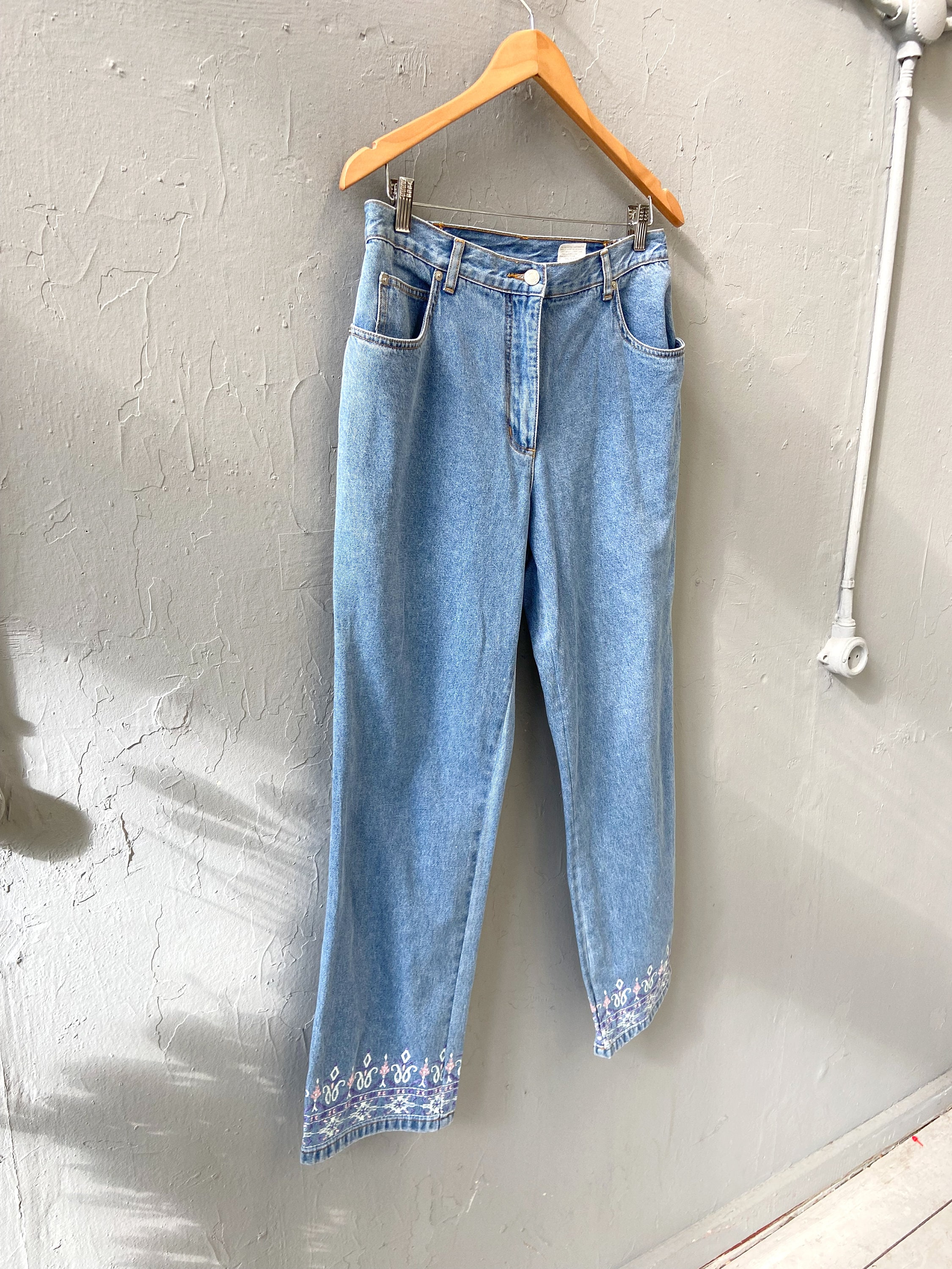 90年代ヴィンテージ刺繍デニムパンツ - フェスティバルジーンズ W32