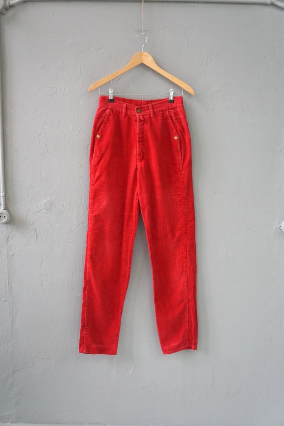 Vintage Corduroy Pants Red Corduroy Trousers W27 … - image 2