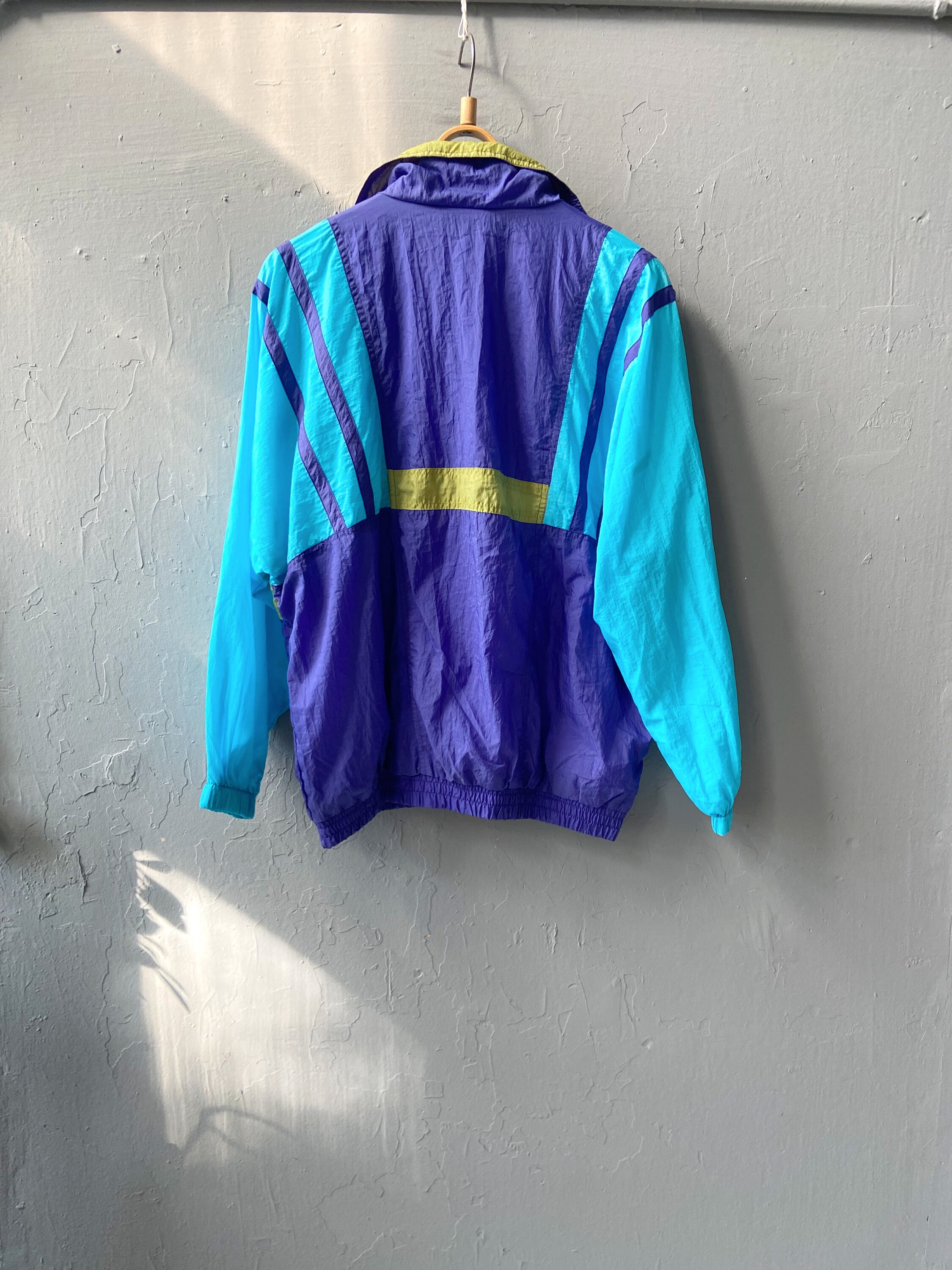 Vintage 90s Colorblock Anorak: Purple & Blue Pullover Windbreaker (mens ...