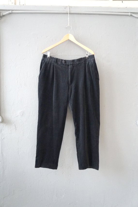 Vintage 90s Corduroy Pants Black Corduroy Trouser… - image 2