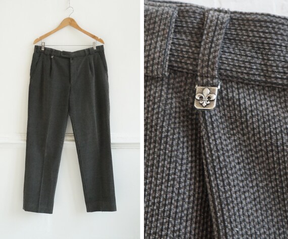 Vintage 90s Corduroy Pants Gray Wool Trousers W36