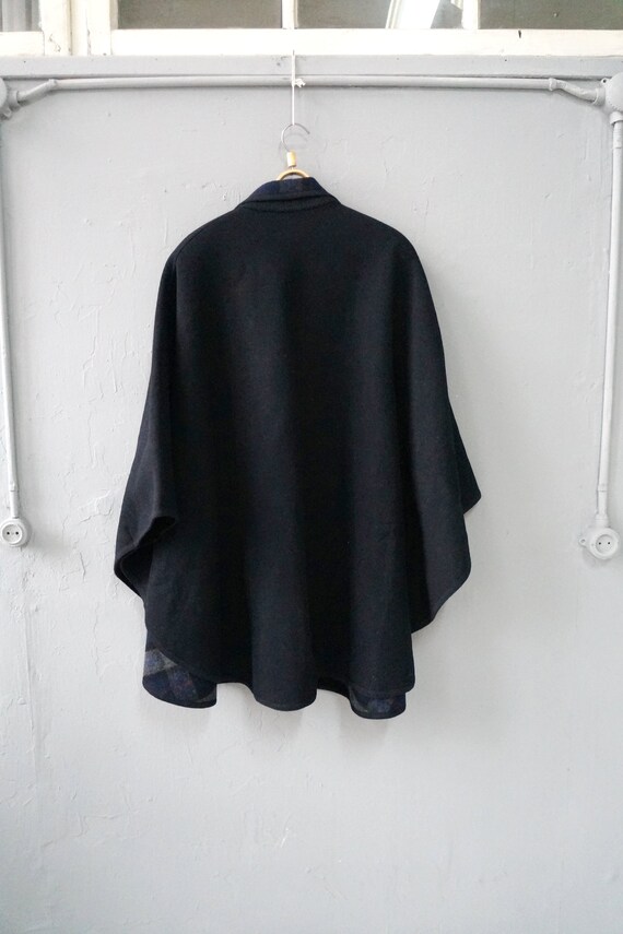 Vintage 90s Poncho Coat Womens Wool Coat Dark Blu… - image 6