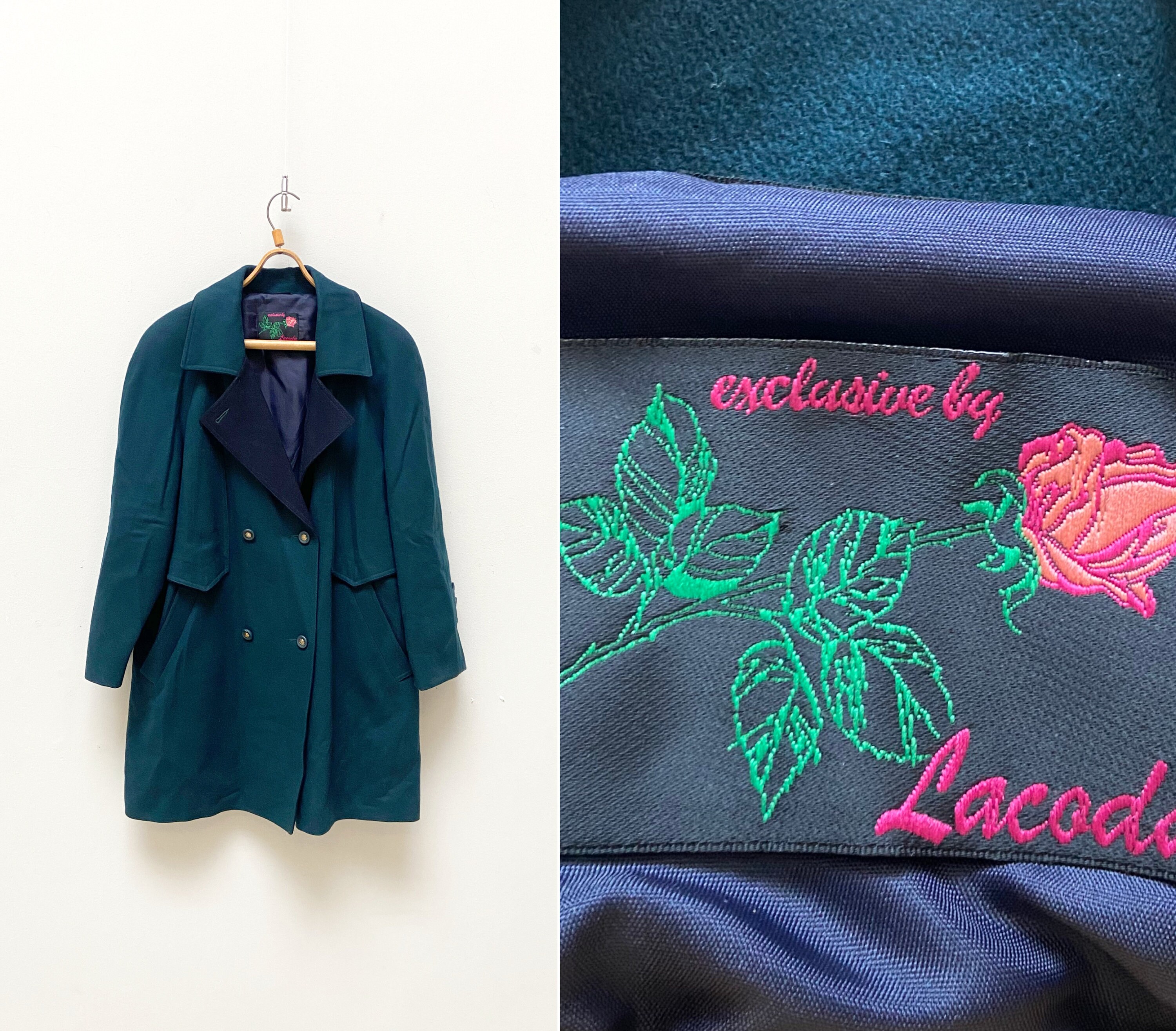 Vintage 80s Lacoda Coat Dark Green Women Coat Green Wool Vintage 80s Lacoda Coat Dark Green Women Coat Green Wool