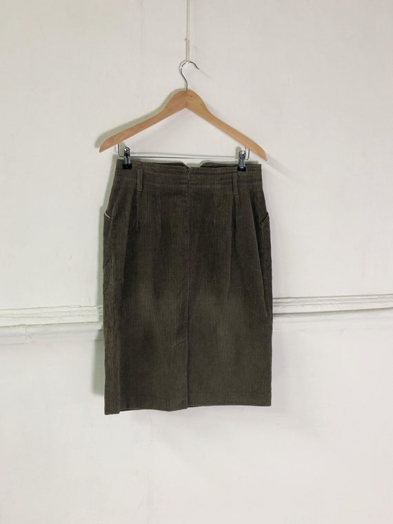 Vintage 90s Corduroy Skirt L 90s High Waisted Cor… - image 3