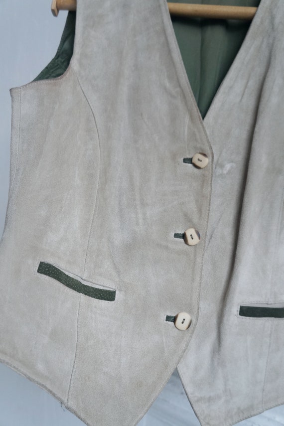 Vintage 90s Suede Vest Dirndl Waistcoat Dirndl Ve… - image 5