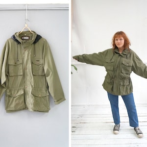 Vintage Parka Jacket Mens M Khaki Field Jacket Womens M L Green Jacket Oversize Parka Coat Canvas Jacket Mens M Jacket Khaki Parka