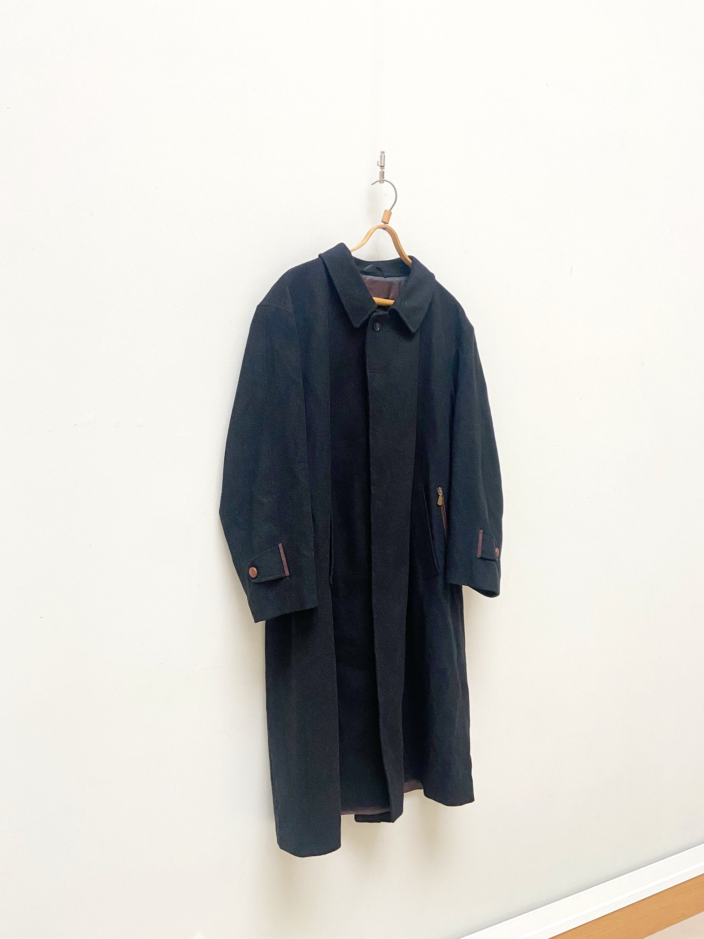 Vintage 90s Alpen Loden Coat Mens Dark Wool Coat Dark Gray