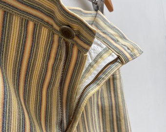 Vintage 90s Striped Cotton Trousers: W29 High Waist Pants UK