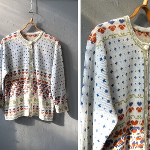 Vintage 90s Striped Cardigan Bohemian L Cardigan Womens Boho Jacket Knitted Sweater Patterned Cardigan Colorful Womens Knit Cardigan M L