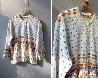Vintage 90s Striped Cardigan Bohemian L Cardigan Womens Boho Jacket Knitted Sweater Patterned Cardigan Colorful Womens Knit Cardigan M L