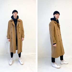 Vintage Beige Wool Coat Womens Maxi Coat Camel Brown Long Coat Duster Coat Long Wool Coat Maxi Wool Coat Brown Long Coat Mens Beige Coat M L