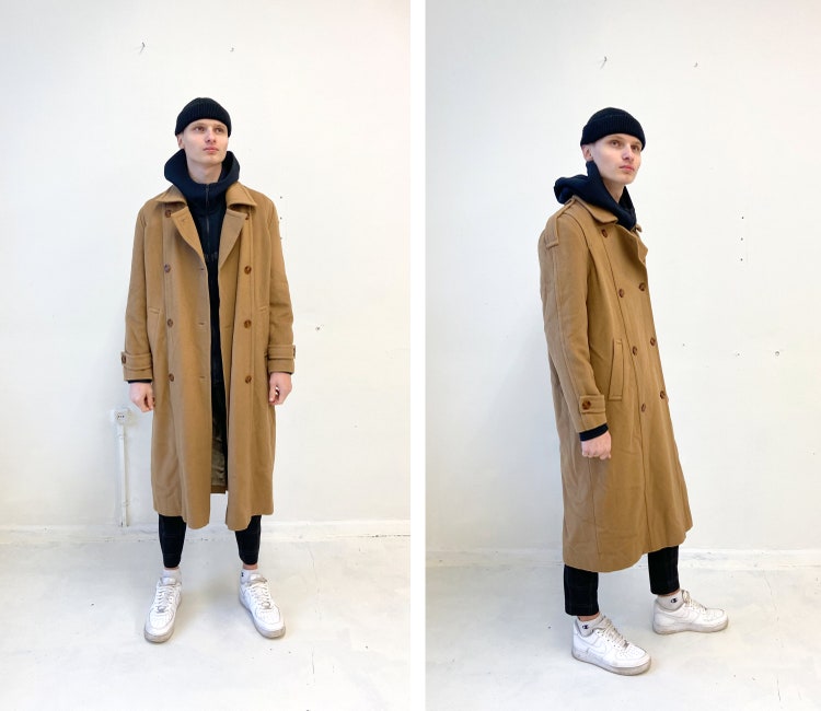 beiger langer mantel