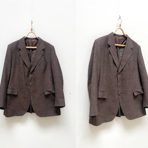 Vintage jaren 90 bruine wollen blazer M L wollen sportjas wolmix blazer gemaakt in Finland blazer bruine sportjas klassieke bruine blazer heren M L