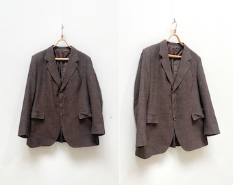 Vintage bruine wolmix blazer jaren 90 - gemaakt in Finland - maat M/L