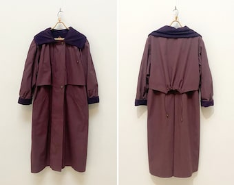 Vintage 90s Purple Duster Coat: Wool Lined Maxi Overcoat XL