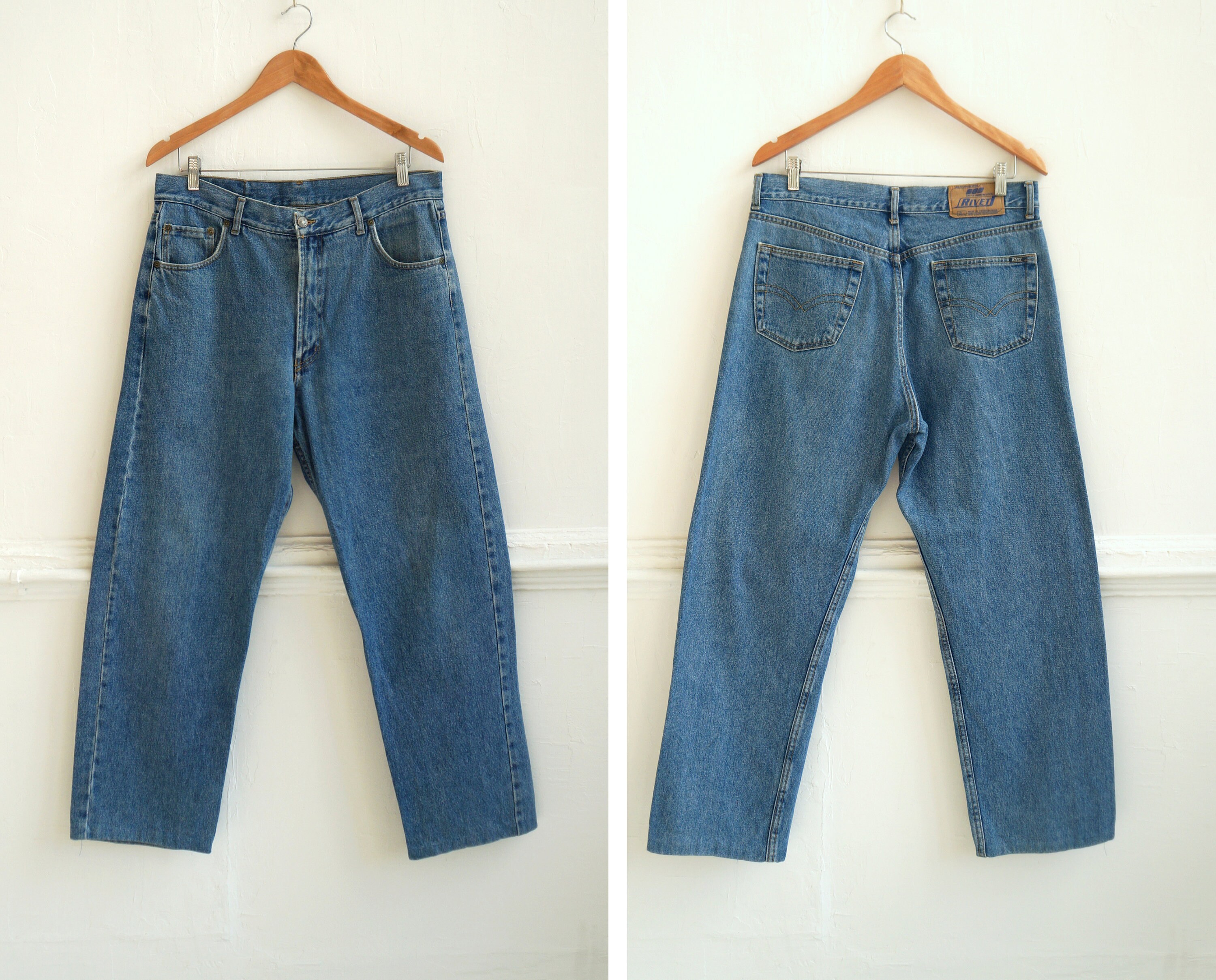 Teenageår Cordelia Løft dig op Vintage 90s Blue Jeans Men XL Regular Fit Jeans Boyfriend - Etsy