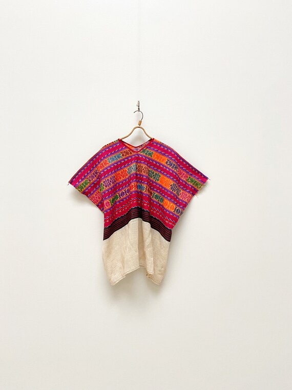 Vintage 90s Ethnic Poncho Colourful Hippie Shirt … - image 2